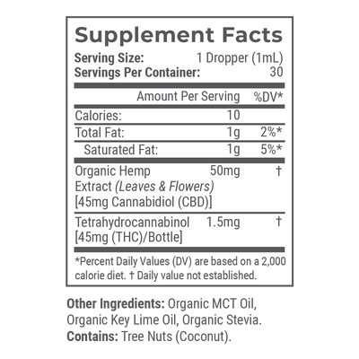 Key Lime: Organic Full Spectrum CBD Tincture with THC