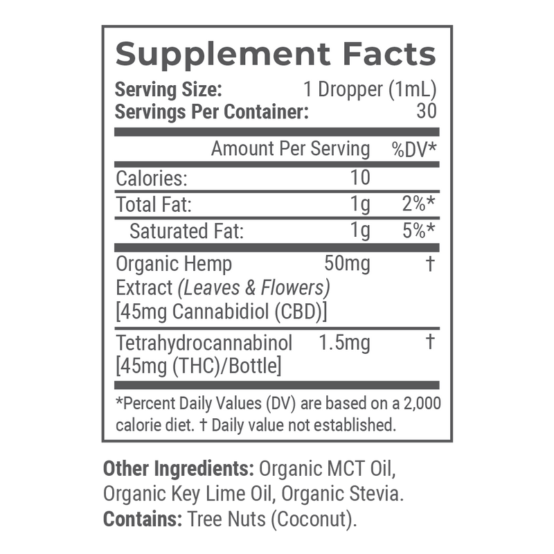 Key Lime: Organic Full Spectrum CBD Tincture with THC
